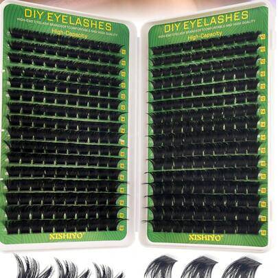 640/544/416/320 st D-curl stora enskilda franskluster med stor kapacitet, 10–18 mm täta volymiga 3D långa franskluster, DIY-set för fransförlängning,