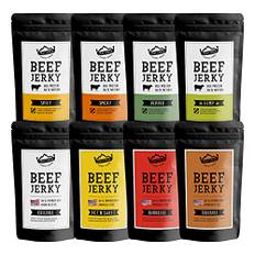 Craftsman Beef Jerky Superpack | Set 8x 50 g (400 g) | Alle Sorten | ORIGINAL, BBQ, TERIYAKI, HOT & SWEET, SMOKY, SPICY, PEPPER, HEMP | Trockenfleisch aus Deutschland - Bayern | Jerky Beef Mix