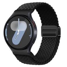 Geflochtenes Armband Kompatibel mit Samsung Galaxy Watch 7 6 5 4 40mm 44mm/6 Classic 43mm 47mm/5 Pro 45mm No Gap Armband mit Magnet Galaxy Watch Band für Damen Herren(Schwarz)
