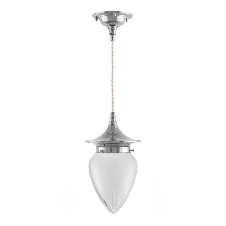 Loftlampe - Dahlberg Sladdpendel 80 Nikkel, Matglas Dråbe