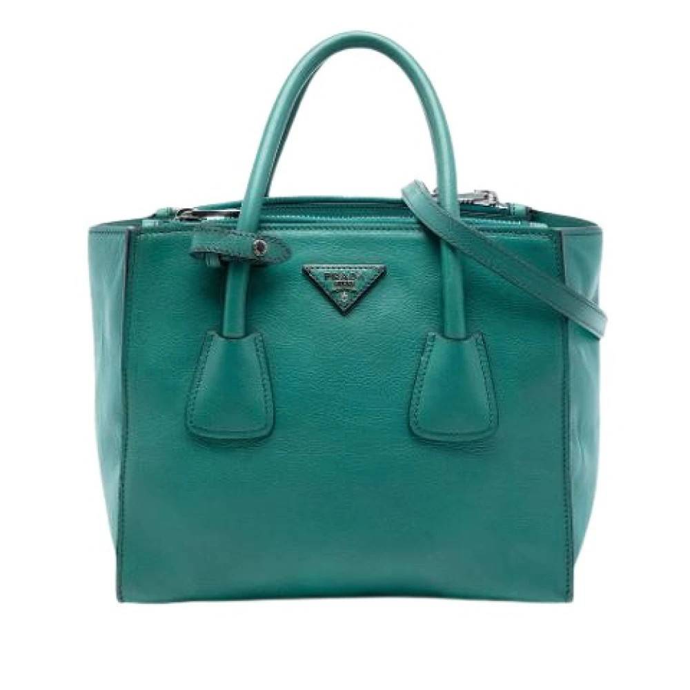 Prada Vintage Pre-owned Twin Pocket Satchel - Vintage - Dame - Grøn - ONE SIZE - Uld