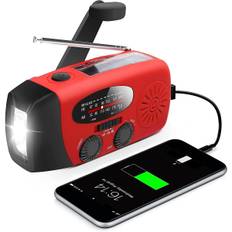 Nødhåndsvingsradio med led lommelygte til nødsituationer Amfm Noaa bærbar vejrradio med 2000 mah Power Bank Telefonoplader Usb Charged & Sola