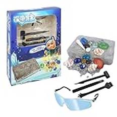 dzqad Crystal Growing Kit, Crystal Mining Kit - STEM grävset | Kid Science Kit, STEM-projekt för barn, Science-set för barn, Pedagogiska -leksaker med glasögon för flickor Pojkar