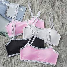 Tween Flicka 4 st. Hjärta & Text Grafik Kontrast Knytning Bralette - Multifärgad (140,150,160,170)
