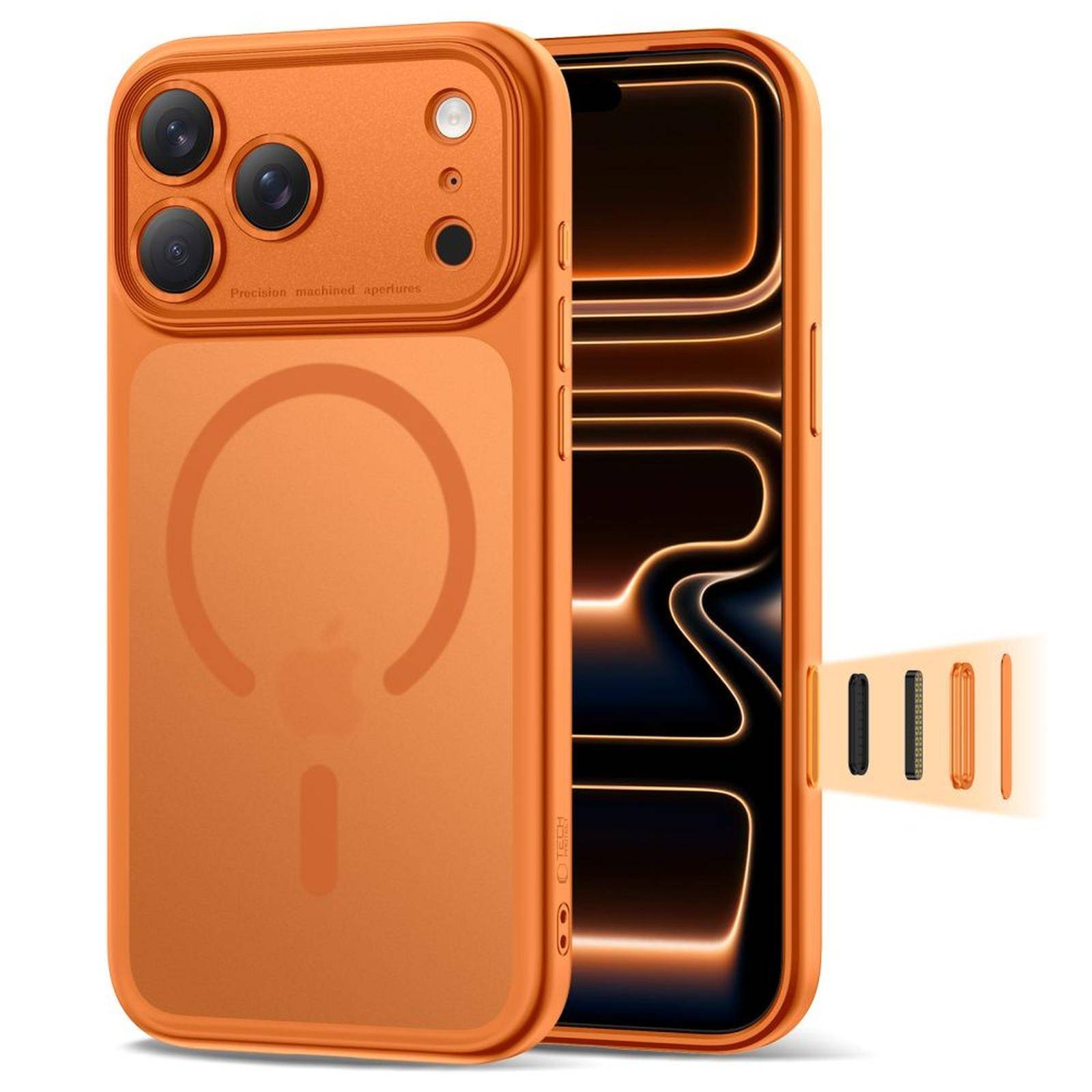 Skyddande fodral case för iPhone 17 Pro Max Magpeak Magsafe CC - matt orange