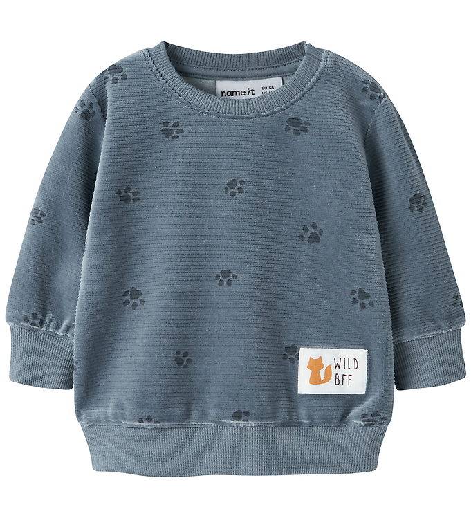 Name It Tröja - Rib - Velour - NbmNorden - Blue Mirage - Name It - 1½ år (86) - Tröja