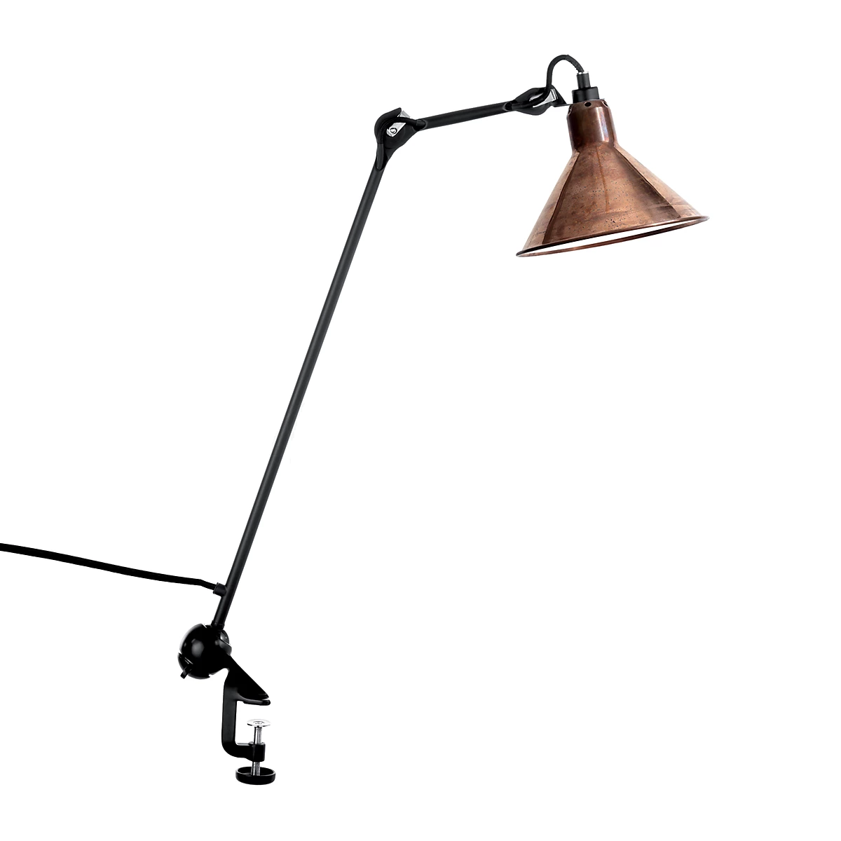 Lampe Gras 201 arkitektlampe - Sort/rå kobber m. hvid inderskærm