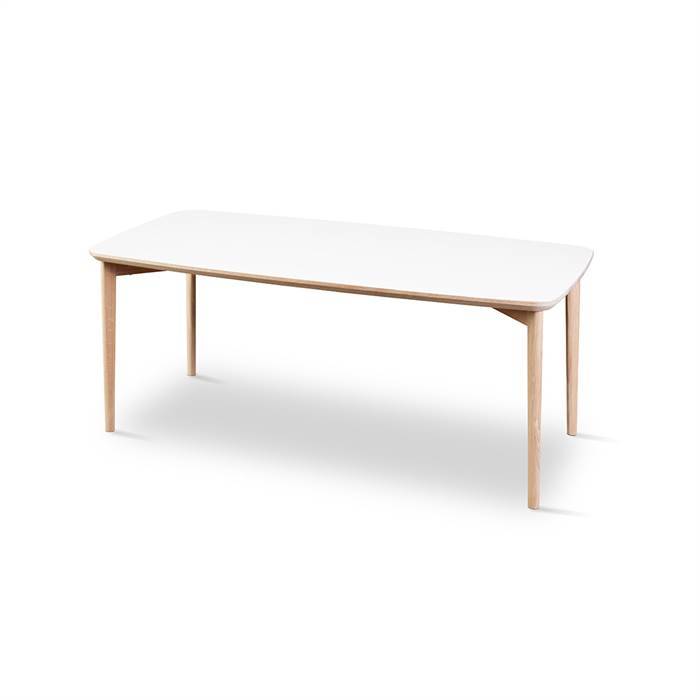 Skovby SM244 / SM265 sofabord - 130 x 65 cm - Bordplade: Hvid laminat med hvidolieret kant