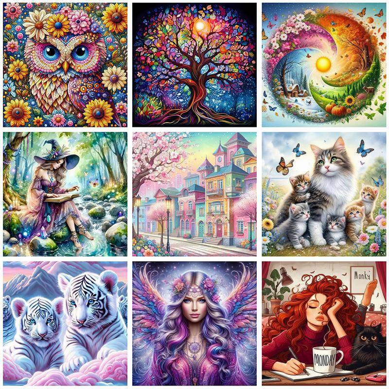 Diamond Art Målningskit Tillbehör Färg Full Kristall Ny Mosaik 5D DIY Diamantmålningar 30x30 cm Ny 2025 Väggkonst Bilder
