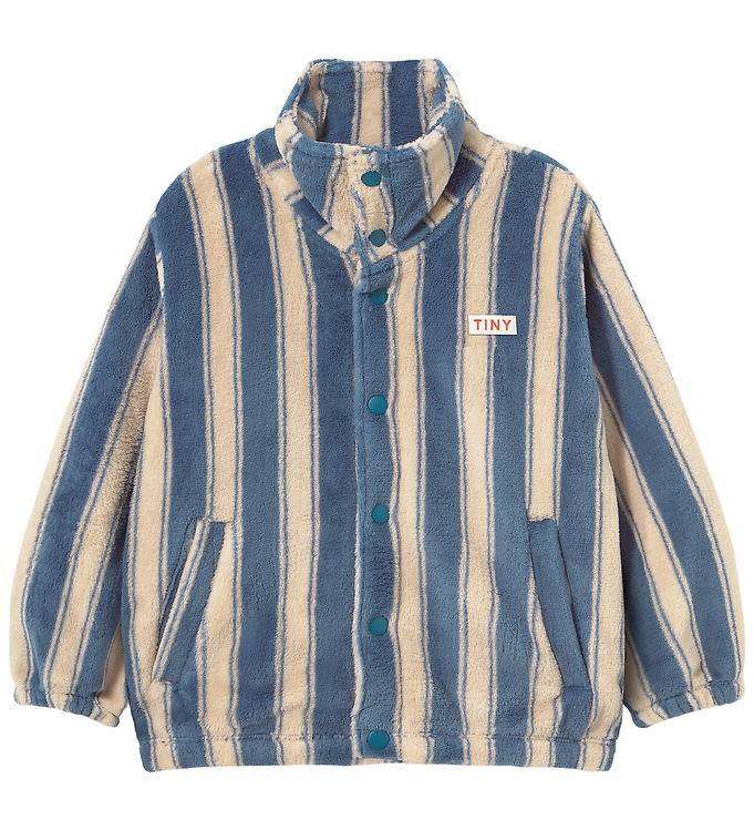Tiny Cottons Fleecejacka - Retro Ränder Polar - Petrol Blue - Tiny Cottons - 3 år (98) - Fleecejacka