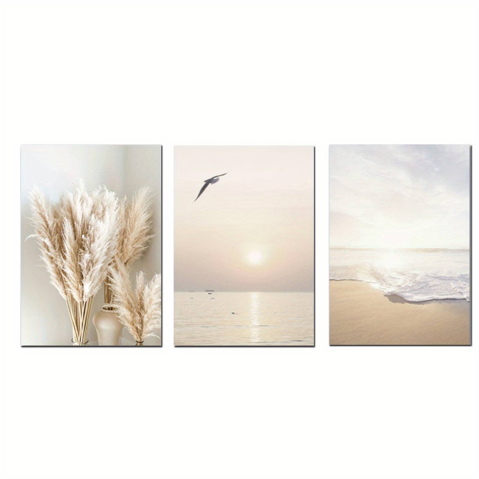 TEMU 3pcs Canvas Poster, Modern Art, Beautiful Seaside Scenery Sunset, Ideal Gift For Bedroom Living Room Corridor, Wall Art, Wall Decor, Fall Decor, Wall Decor, Room Decoration, No Frame