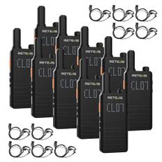 Retevis B63H Walkie Talkie Med Hörlurar, 2-Vägs Radio Uppladdningsbar Usb c, Pmr446 Tunn, Skärm Lätt, Professional School Security Walkie Talkie (10 st, Svart)