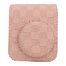 for Mini 12 Camera Protective Case Vintage Checkerboard Plaid Portable Travel Storage Cover Bag rosa