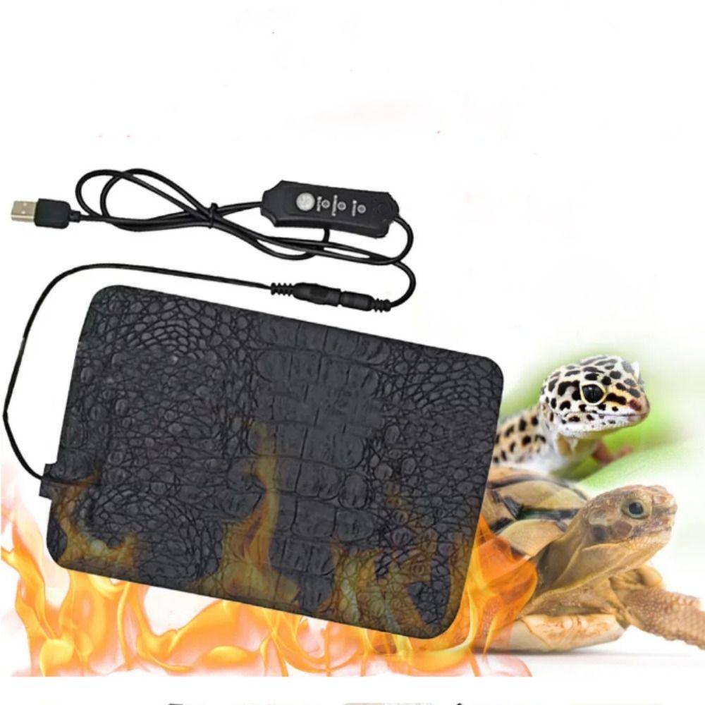 Vattentät Värmematta för ödlor PU Husdjursvärmematta USB Reptile Elektrisk Filt Vinter black
