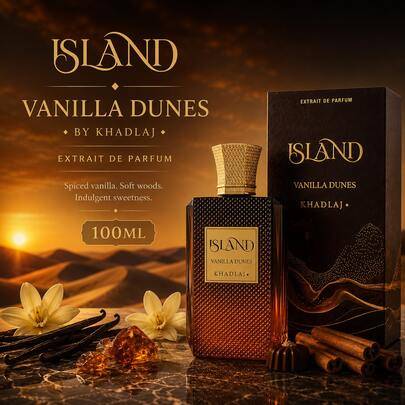 Khadlaj Island Vanilla Dunes Extrait De Parfum 100ML Söt vanilj kanel bärnsten mysk långvarig unisex parfym