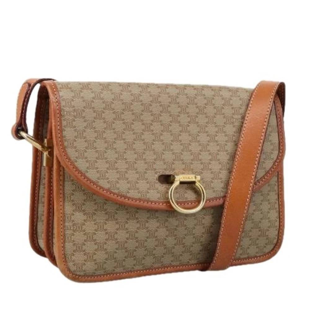Celine Vintage Pre-owned Vintage macadam skuldertaske - Vintage - Dame - Beige - ONE SIZE - Uld