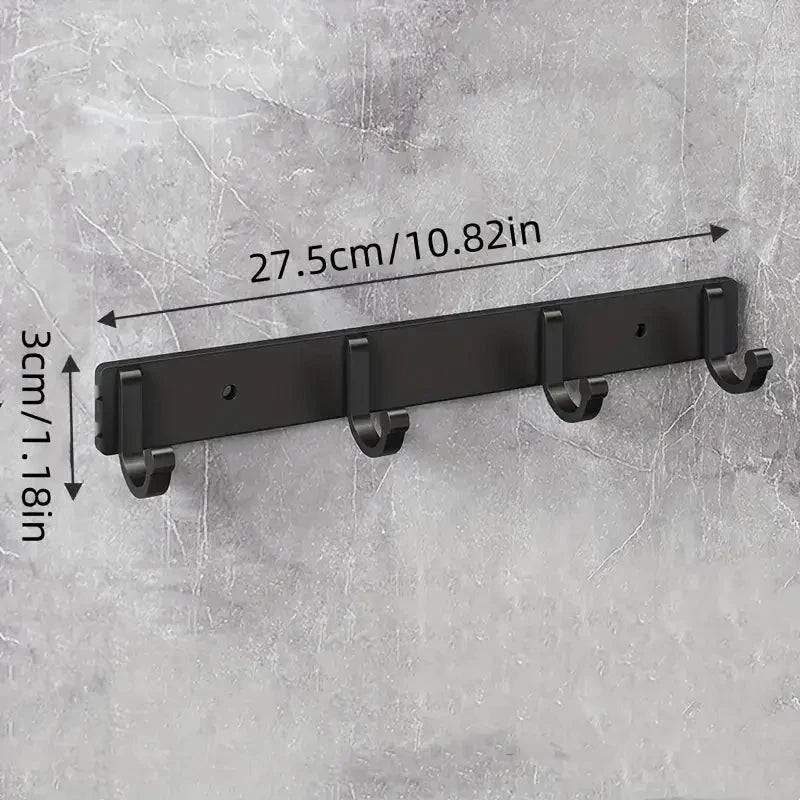 3/4/5/6 Hook Black Aluminum Wall Mounted Clothes Hook Suitable for Towels Bath Towels Jacket Clothes Home Bathroom Accessories - 4 hooks black