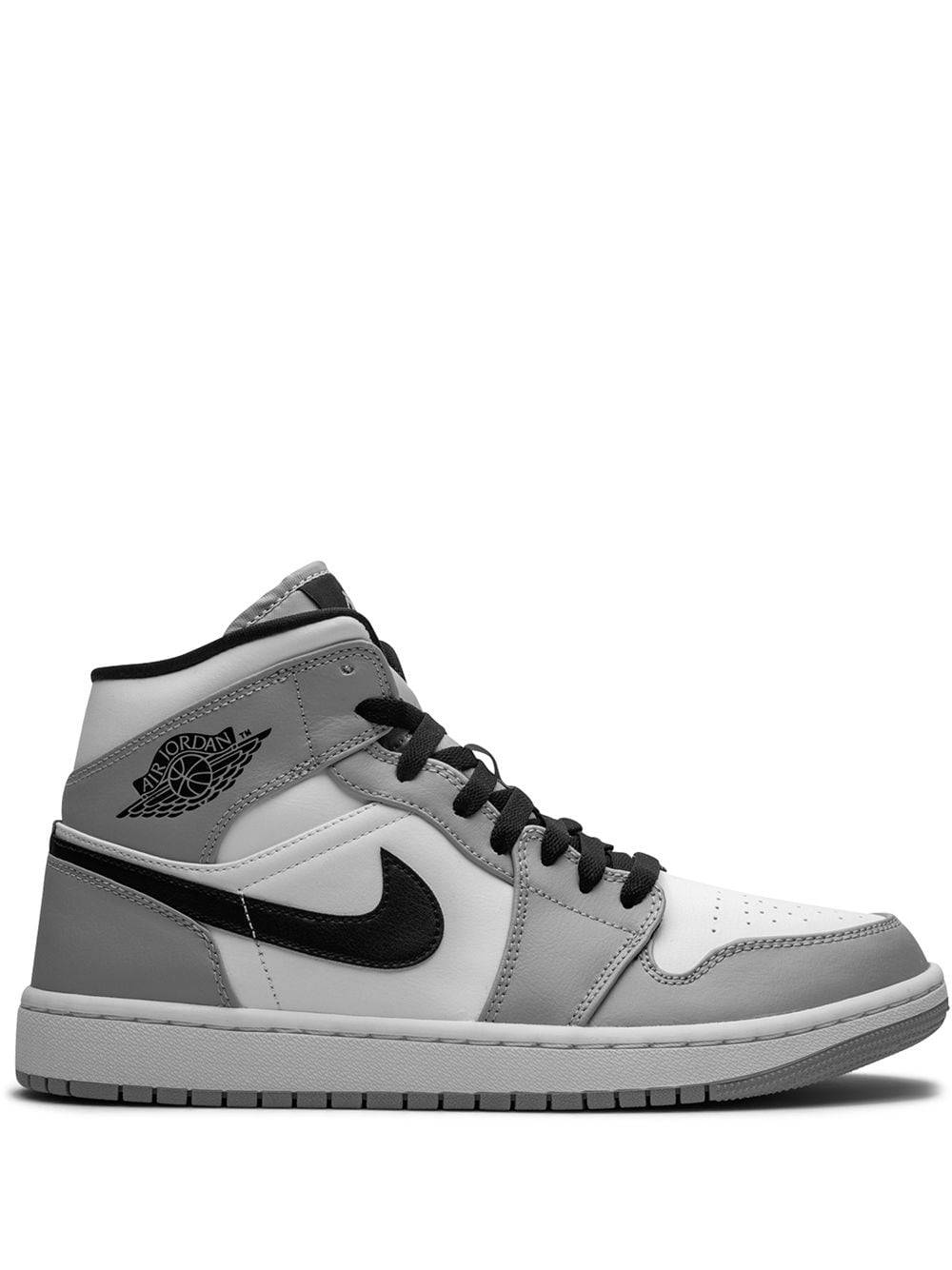 Jordan - Air Jordan 1 Mid Light Smoke Grey sneakers - unisex - läder - 8.5 - Grå