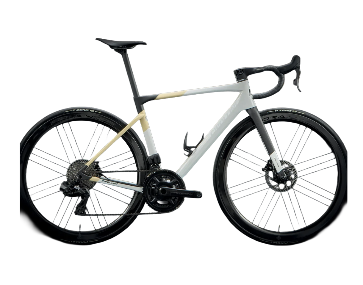 Cipollini Dolomia Super Record WRL 13s Bora WTO 45 C23 2026 - CAMPAGNOLO SUPER RECORD WRL 1x13sp - BORA WTO 45 C23 - 064 / L / White/Sand/Carbon Shiny/Matt (L)