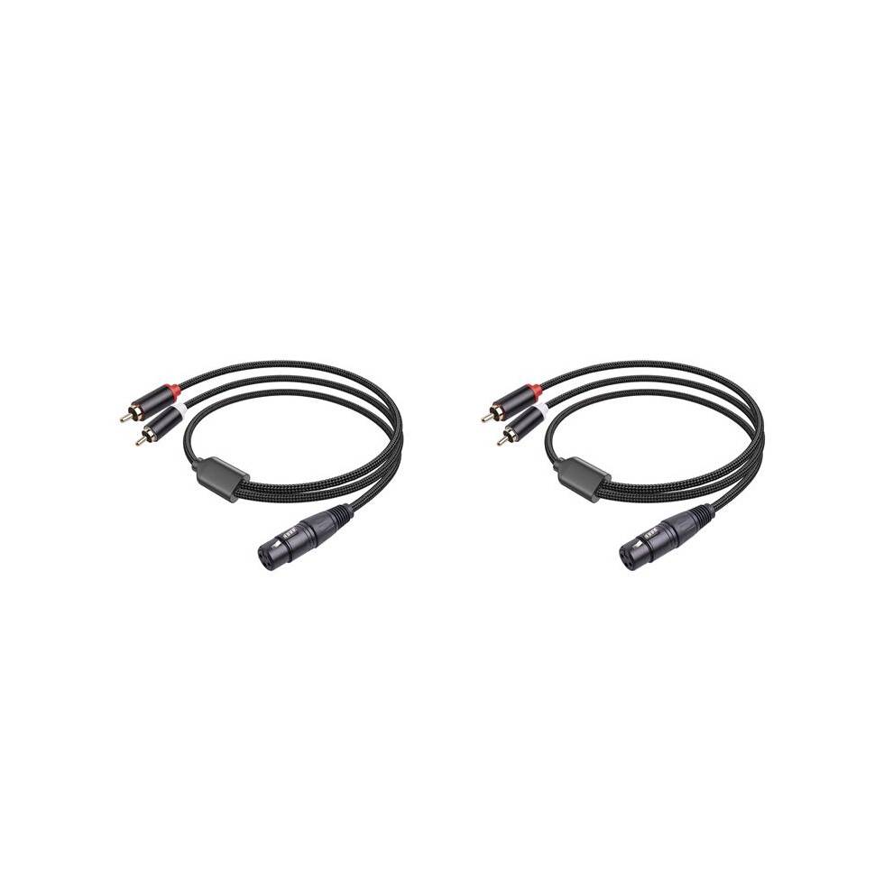 2X 3Pin XLR Female to Dual RCA Male Y Splitter Cable,Mixer Amplifier Audio Cable,Stereo Audio Interconnect Cable, 2Meter