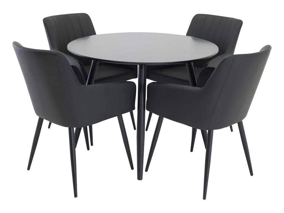 Venture Design Plaza & Comfort matgrupp Svart/svart 4 st stolar & bord 100 cm