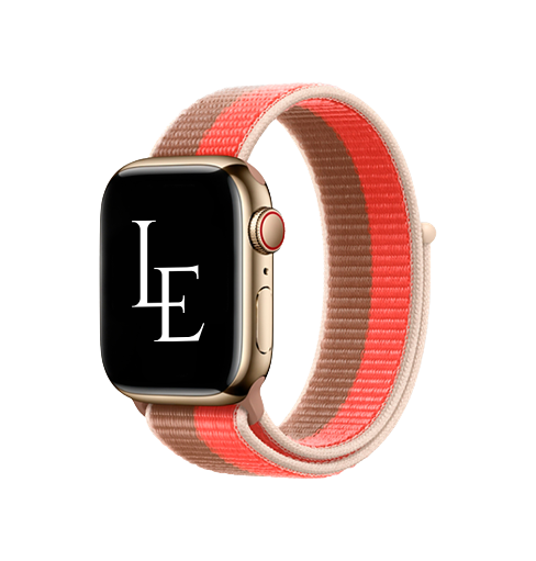 Apple Watch (38/40/SE/41/42mm) - L'Empiri™ Sport+ Nylon Velcro Rem - Brun/Rød