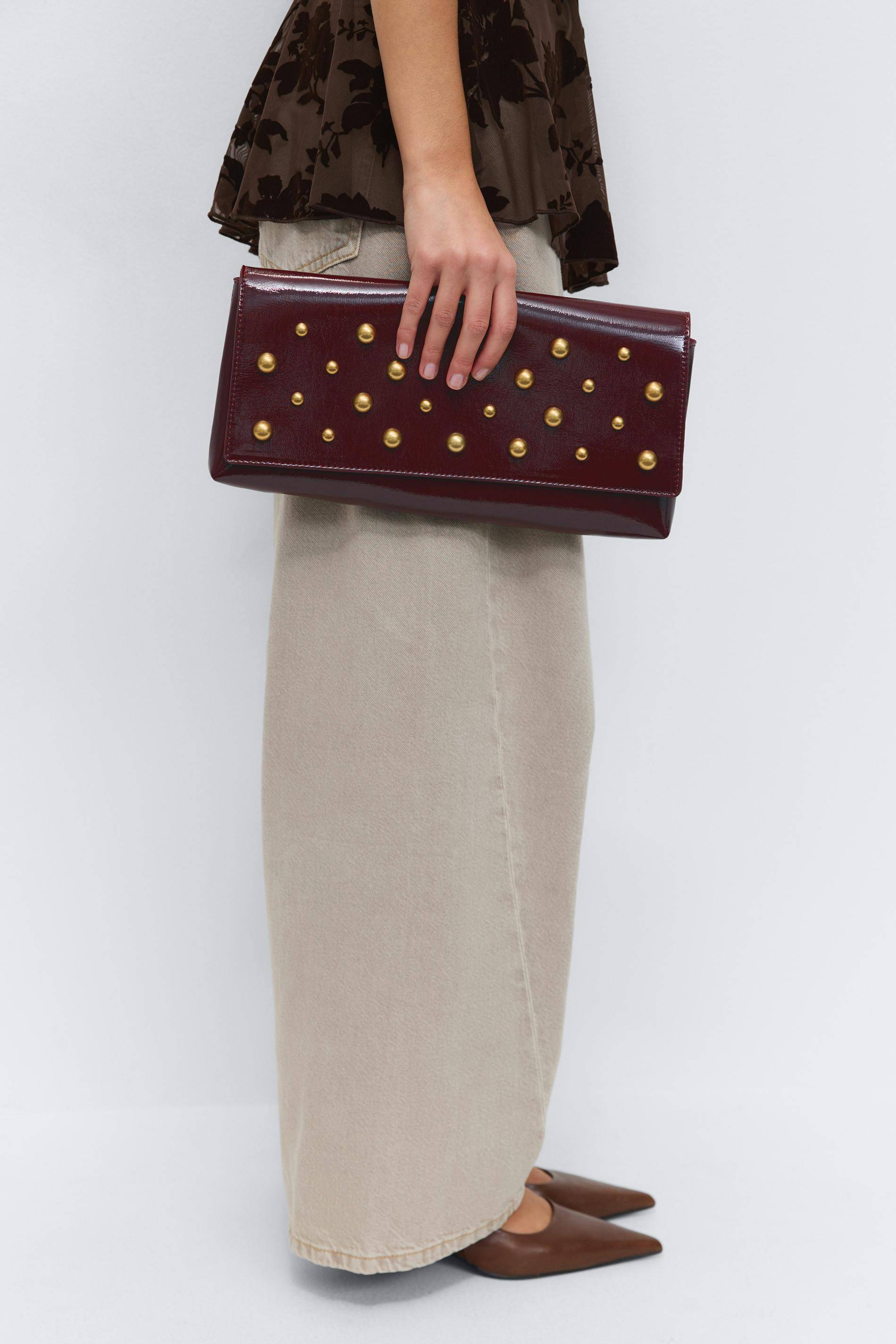 Gina Tricot-Patent studded clutch-handväskor-Röd-ONESIZE-Dam
