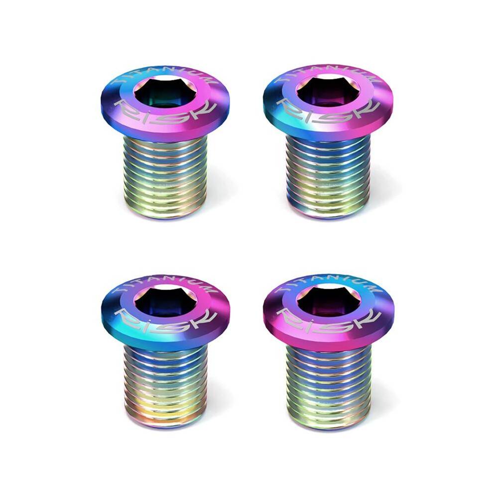 RISK 4pcs Road Bicycle Disc Kit Screws Titanium Alloy Chainring Bolts for Road Bikes 5800 UT6800 R8000 DA9000 R9100