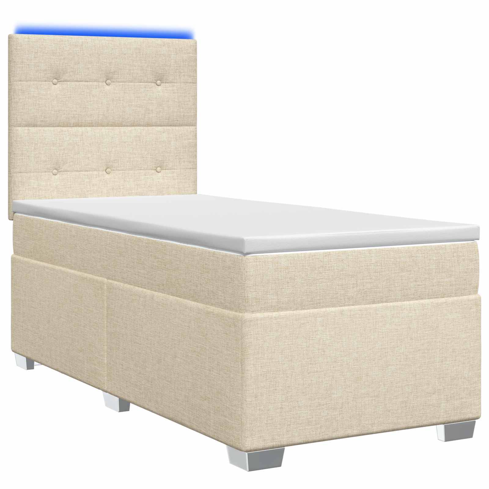 vidaXL Kontinentalsäng med madrass Gräddvit 80 x 200 cm Tyg