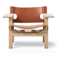 Fredericia Furniture - The Spanish Chair, Såpad ek, Cognac läder - Fåtöljer - Børge Mogensen - Brun - Läder/Trä
