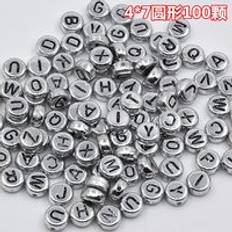 100 st 4*7mm runda alfabet akryl pärla diy vävstol med färgglada alfabet pärla att göra armband halsband barn smycken diy leksak - Alfabetpärlor 5