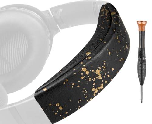 SOULWIT ersättnings huvudband set, pannband huvudbygel kudde för Bose QC35 & QuietComfort 35 II (QC35 ii) hörlurar, enkel DIY-installation ersättande Pannbandsplatta Kuddar-Svart Guld