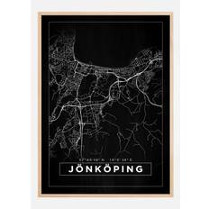 Karta - Jönköping - Svart Poster (70x100 cm)