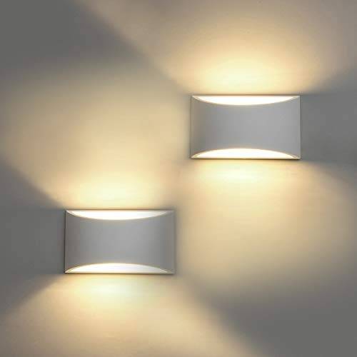 HYDONG LED Wandleuchte Innen 2 Stück 7W Weiß Gipsleuchte Modernes Wandlampe LED Licht Up und Down Wandlicht Spotlicht Warmweiß für Badezimmer, Wohnzimmer, Schlafzimmer, Flur (G9 LED Birne enthalten)