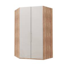 Walk-in Garderober Atlanta Garderob Vitt Glas, 216 Cm, Ljus Rustik Ek