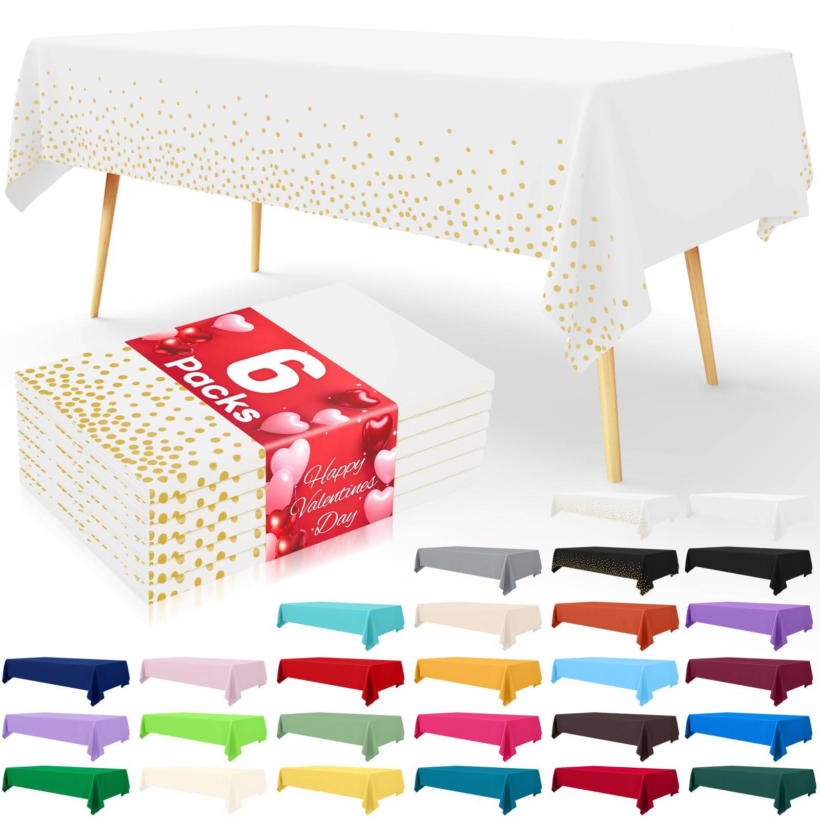 Olanly 6-pack engångs rektangulär duk 137x274 cm Vattentät vinylduk för middag Heminredning Plastbordsdukar