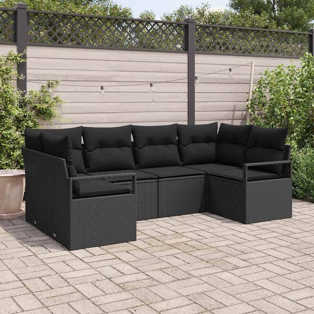vidaXL Sofa Sæt 6 stk. Sort polyrattan