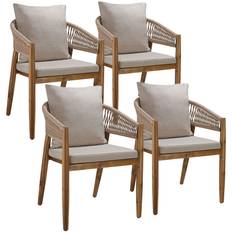 Havestol Manacor, rebdesign - sand,Sæt med 4 stk.