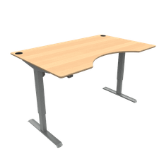 ConSet hæve sænkebord 501-33 - Bøg med bue - Sølv, 100x160 - ConSet