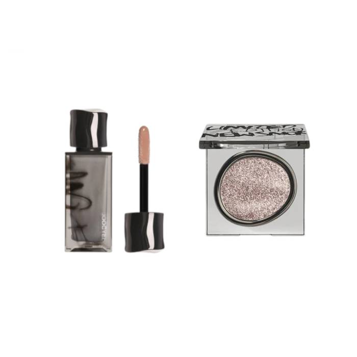 Joocyee - New Smoky Glazed Gloss - 4g - 603 Oat Milk (1ea) & Smokey Eyeshadow Single - 1.2g-1.8g - D127 Dream Butterflies... - black