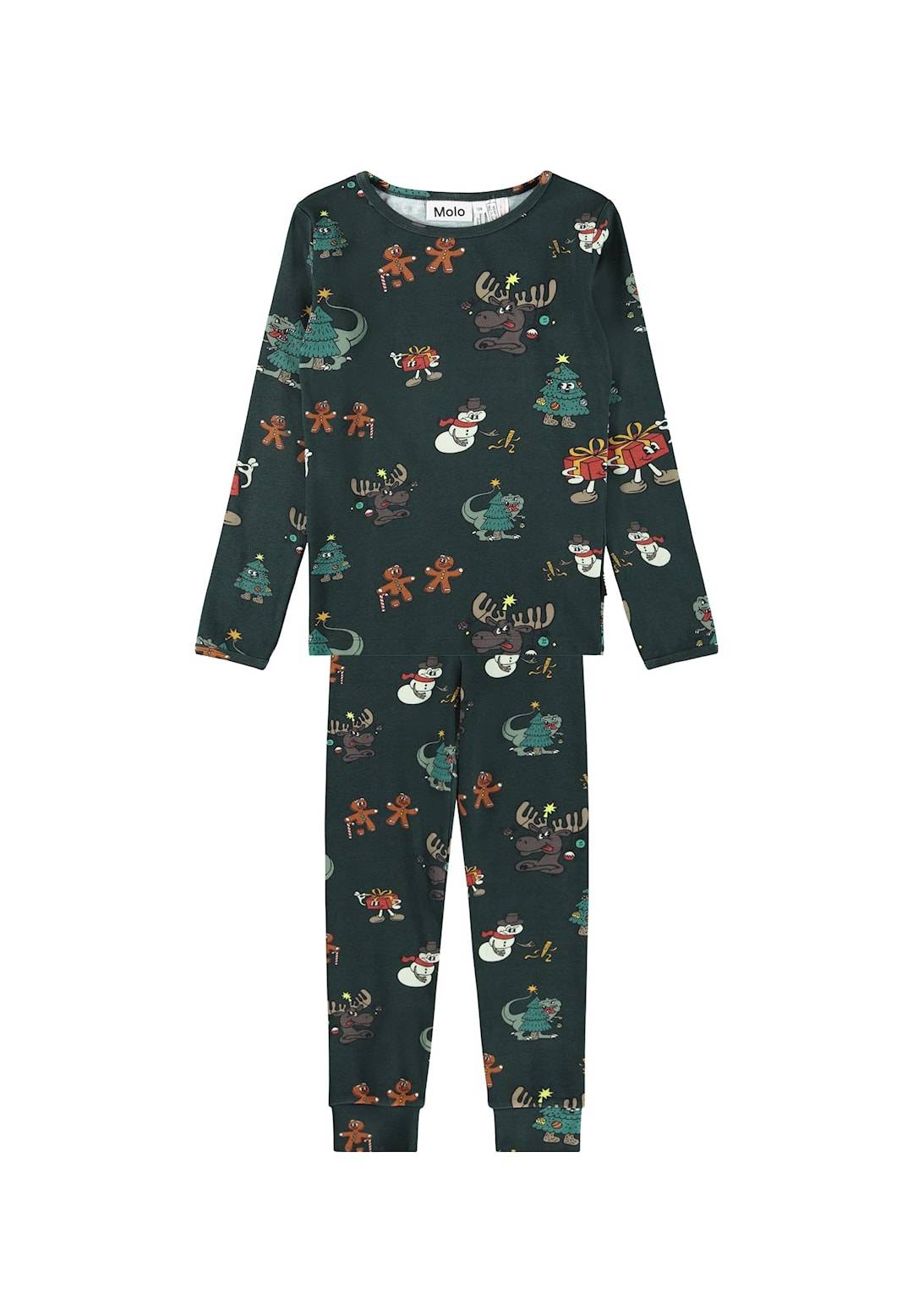 Molo GOTS Lue Pyjamas Cartoony Xmas Cartoony Xmas 116 cm Grön 116 cm Pojkar, Flickor