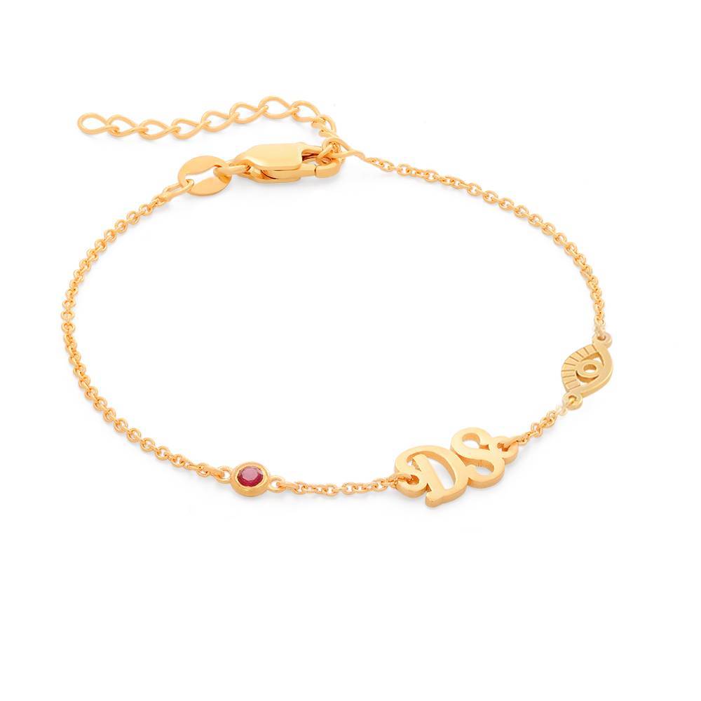 Bridget Onda Ögat Initial Armband / Fotlänk med Ädelsten i Guldplätering
