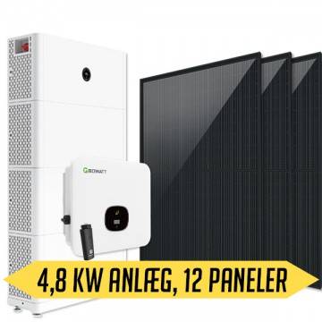 Growatt solcellepakke 4,8 kWp med batteri Jeg vil gerne modtage et tilbud på montage