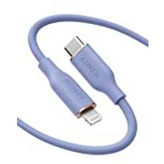 Anker PowerLine III-Flow, USB C till Lightning-kabel för iPhone 12 Pro Max/12/11 Pro/X/XS/XR / 8 Plus, AirPods Pro, (6 fot) [Apple MFi-certifierad] stöder strömförsörjning, kiselgel (lavendergrå)