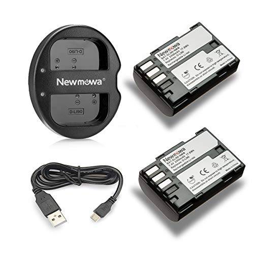 Newmowa D-Li90 Ersättningsbatteri (2-pack) och Dubbel USB-laddare för Pentax D-LI90 och Pentax 645D, 645Z, K-01, k-3, K-5, K-5 II, K-5 IIs, K-7
