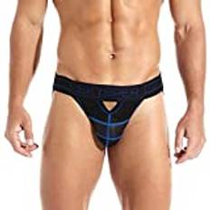 SKYSPER jockstrap/herrstringkalsonger/tanga/boxershorts för män, sexiga underkläder med benremmar, sportunderkläder, sportkalsonger, SG07 blå, XL