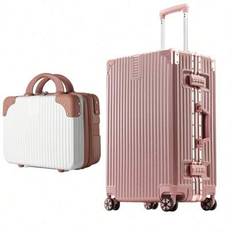2-Piece Travel Suitcase Set 20-Inch Aluminum Frame Cabin Suitcase + Beauty Box Set | Anti-Scratch Silent Universal Wheels + TSA Lock | Suitable For St - Rose Gold - 20 inch