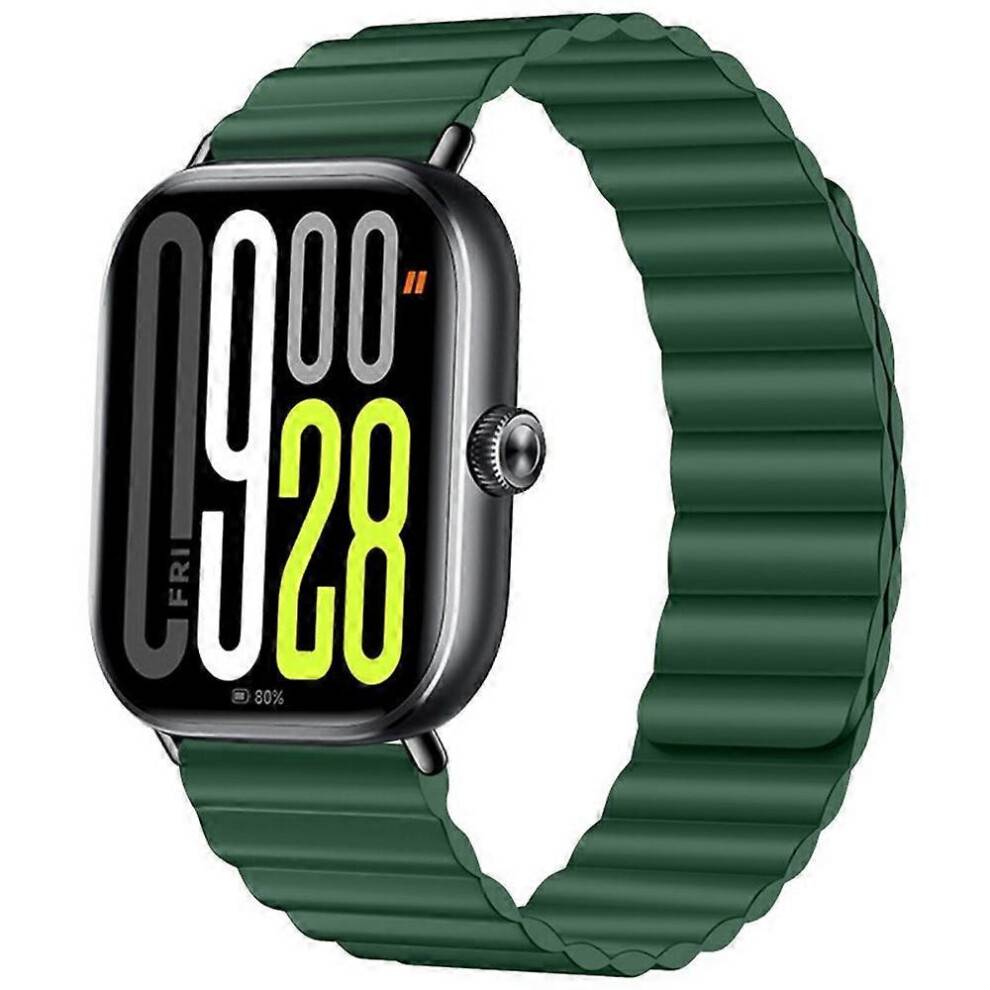 (DarkGreen) Compatible For Xiaomi Redmi Watch 6 / 5 / 4 / Smart Band 9 Pro / 8 Pro 2-Sections Magnetic Silicone Strap Smart Watch Band