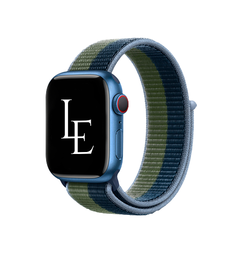 Apple Watch (42/44/SE/45/46/49mm) - L'Empiri™ Sport+ Nylon Velcro Rem - Navy/Grøn