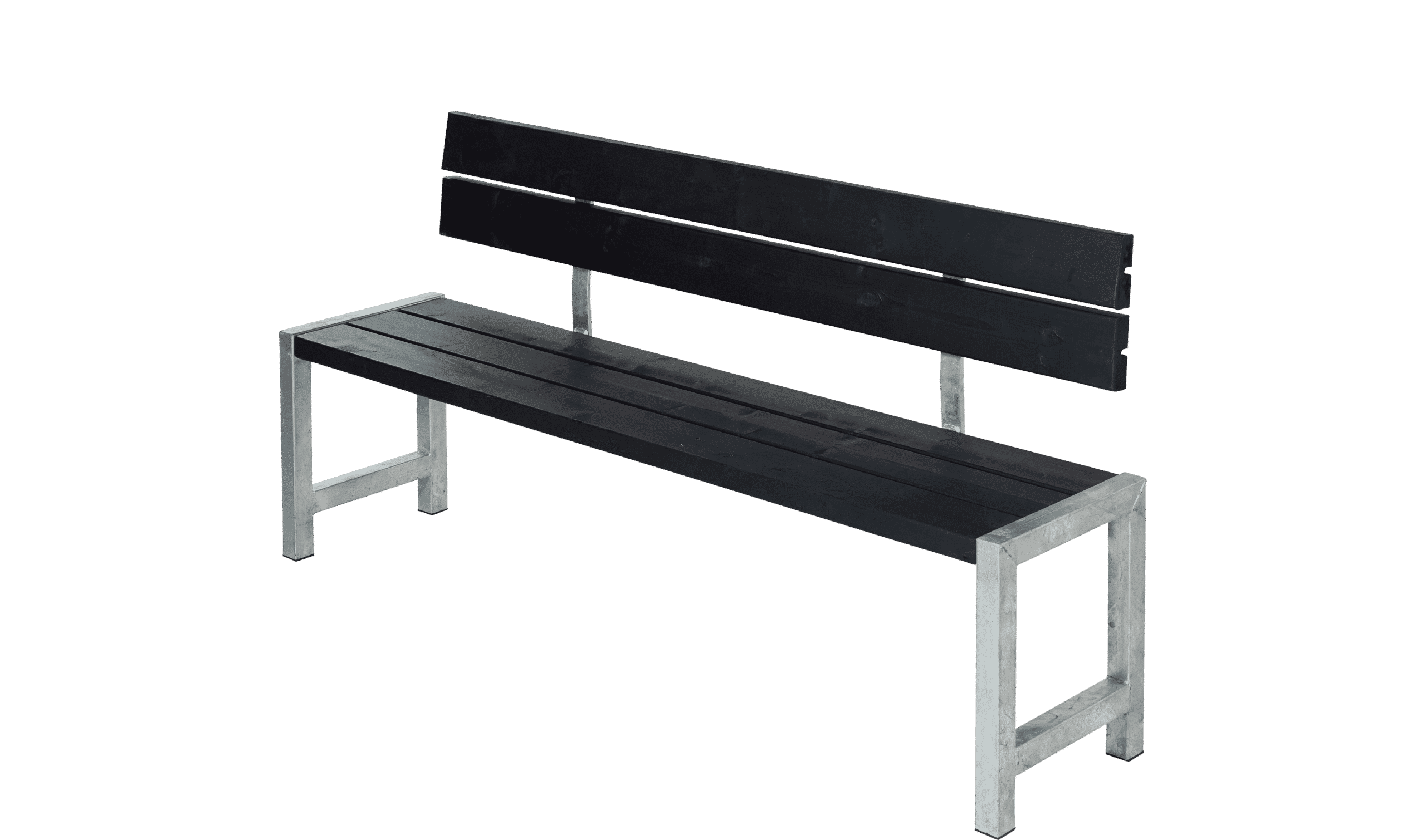 Plankebænk m/ryglæn Sort 176 cm.